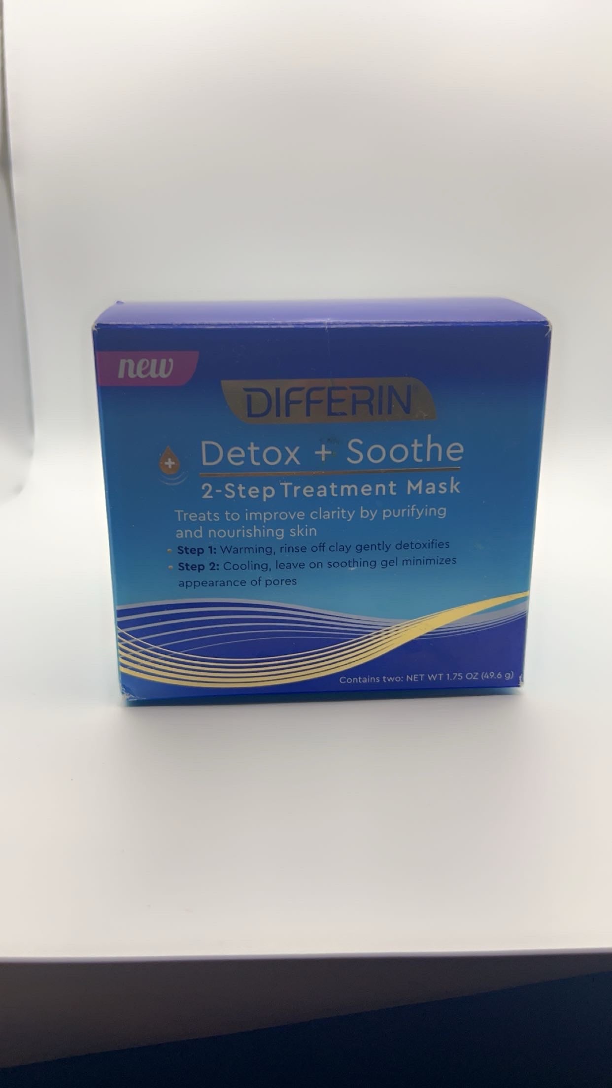 Differin Clay Face Mask, Detox and Soothe 2 Step Treatment Clay Mask by the makers of Differin Gel, Gentle Skin Care for Sensitive Skin Acne Prone, 1.75 oz