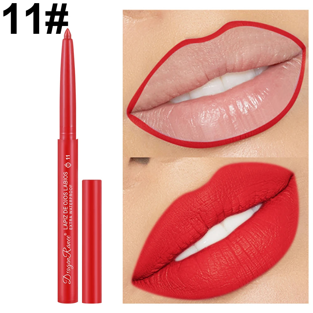 Lip Liner Lipstick Pen Waterproof Long-Lasting Hook Line Lip Pencil Matte Matte Beginner Automatic Lip Liner Bean Paste Color Hook Pen Automatic Rotating Lip Liner