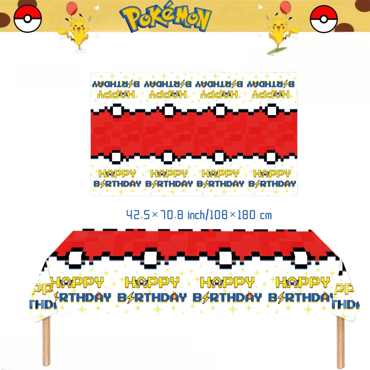 Pokemon Tablecloth Birthday Party Decoration Pikachu Disposable Table Cloth Table Cover Baby Shower Kids Toy Gift Party Supplies