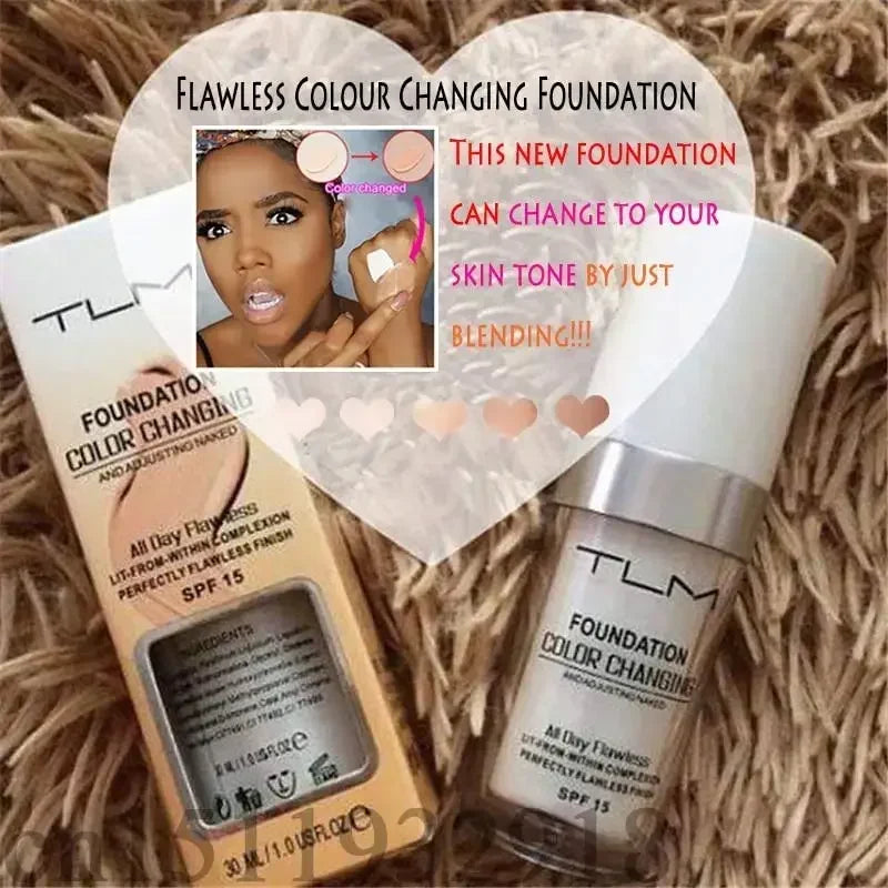 30ML TLM Foundation Color Changing Makeup Base Nude Face Full Cover Matte Concealer Long Lasting Make Up Liquid Foundation Cream