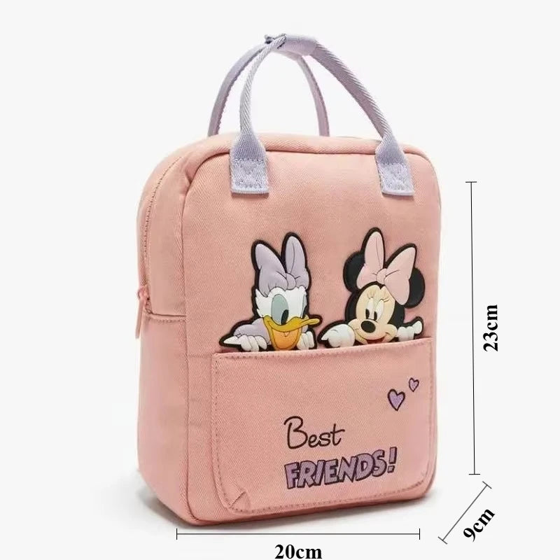 Disney Mickey Mouse Cartoon Fashion Backpack Women's Minnie Canvas School Bag Fashion Large Capacity Backpack Girls Mochila
