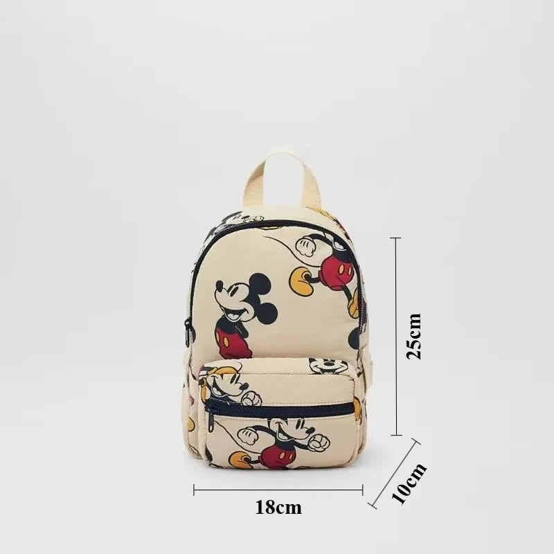 Disney Mickey Mouse Cartoon Fashion Backpack Women's Minnie Canvas School Bag Fashion Large Capacity Backpack Girls Mochila