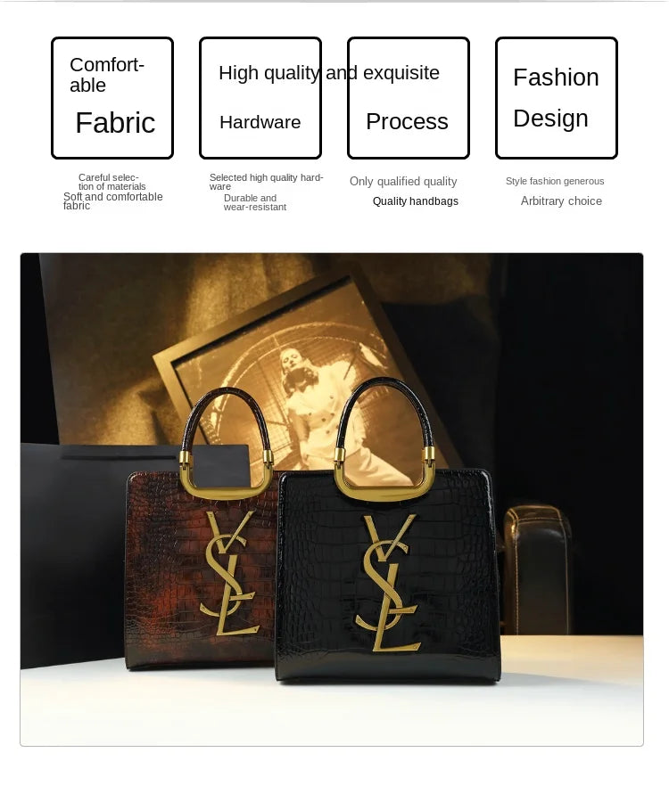 High-grade light luxury handbag 2024 new autumn and winter fashion Tote bag women's crocodile print single shoulder crossbodybagh