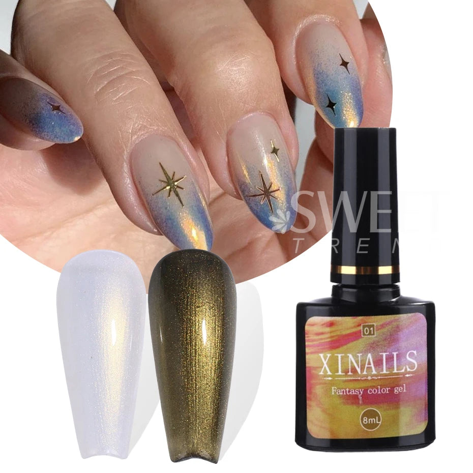 8ml Aurora Top Coat Gel Nail Polish Iridescent Pearl Soak Off Lacquer Sealing Shimmer Mermaid Effect UV LED Manicure Varnishes