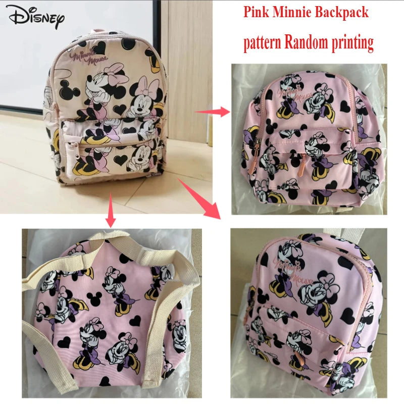 Disney Mickey Mouse Cartoon Fashion Backpack Women's Minnie Canvas School Bag Fashion Large Capacity Backpack Girls Mochila