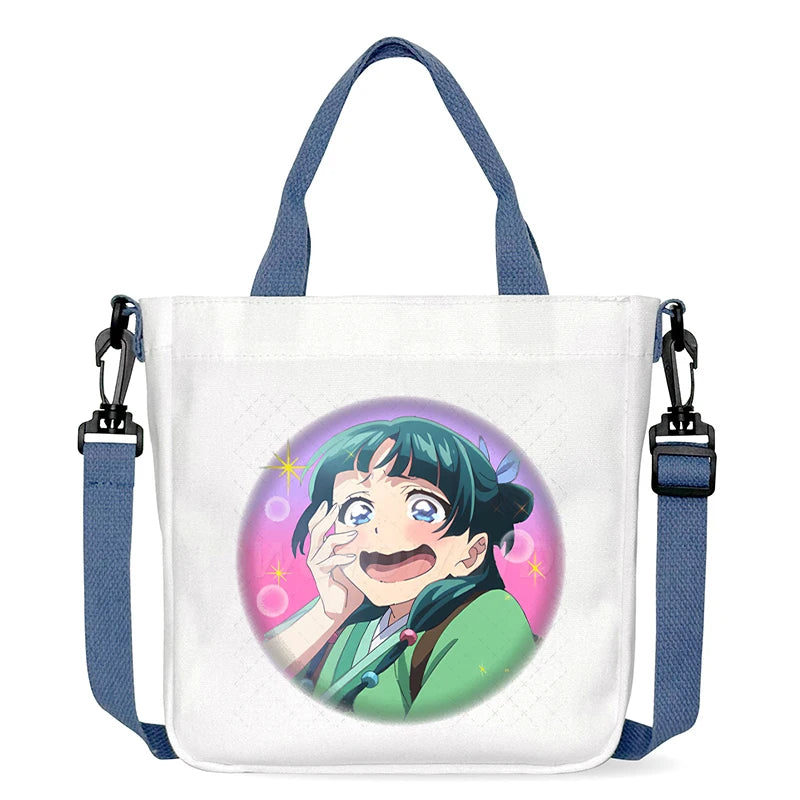 Cartoon The Apothecary Diaries Shoulder Bag Cute Maomao Pattern Canvas Crossbody Bags Casual Anime Women and Kids Messenger Bag