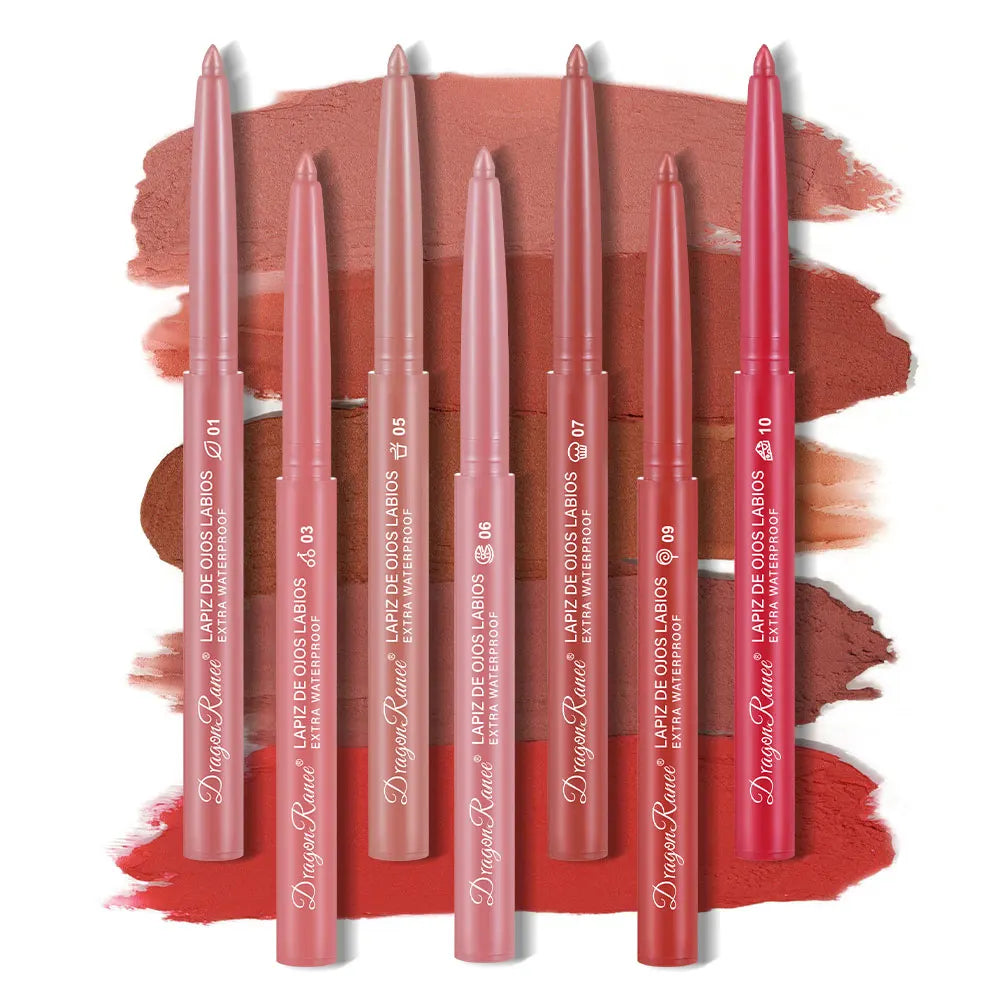 Lip Liner Lipstick Pen Waterproof Long-Lasting Hook Line Lip Pencil Matte Matte Beginner Automatic Lip Liner Bean Paste Color Hook Pen Automatic Rotating Lip Liner