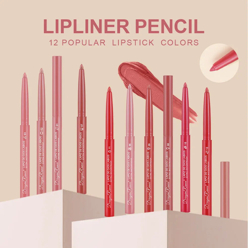 Lip Liner Lipstick Pen Waterproof Long-Lasting Hook Line Lip Pencil Matte Matte Beginner Automatic Lip Liner Bean Paste Color Hook Pen Automatic Rotating Lip Liner