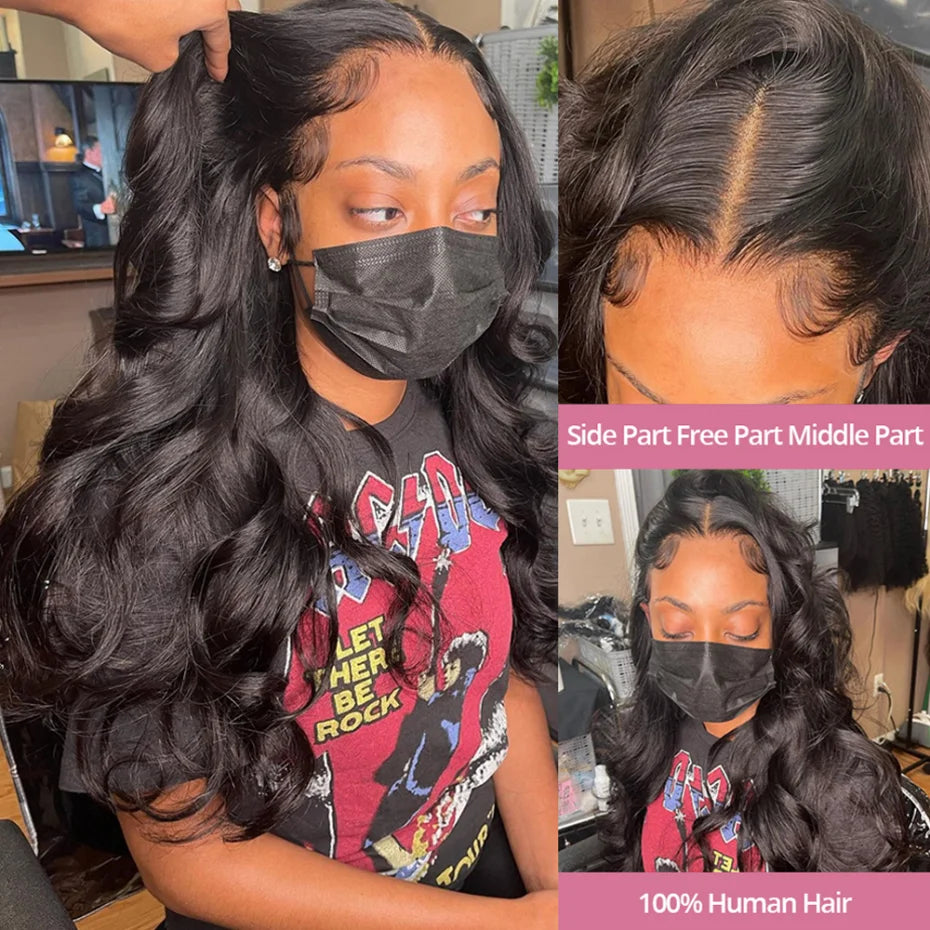 Glueless Invisi-Drawstring 360 Full Lace Wig 200 Density Body Wave HD Transparent Lace Front Wigs Human Hair Brazilian Remy Hair