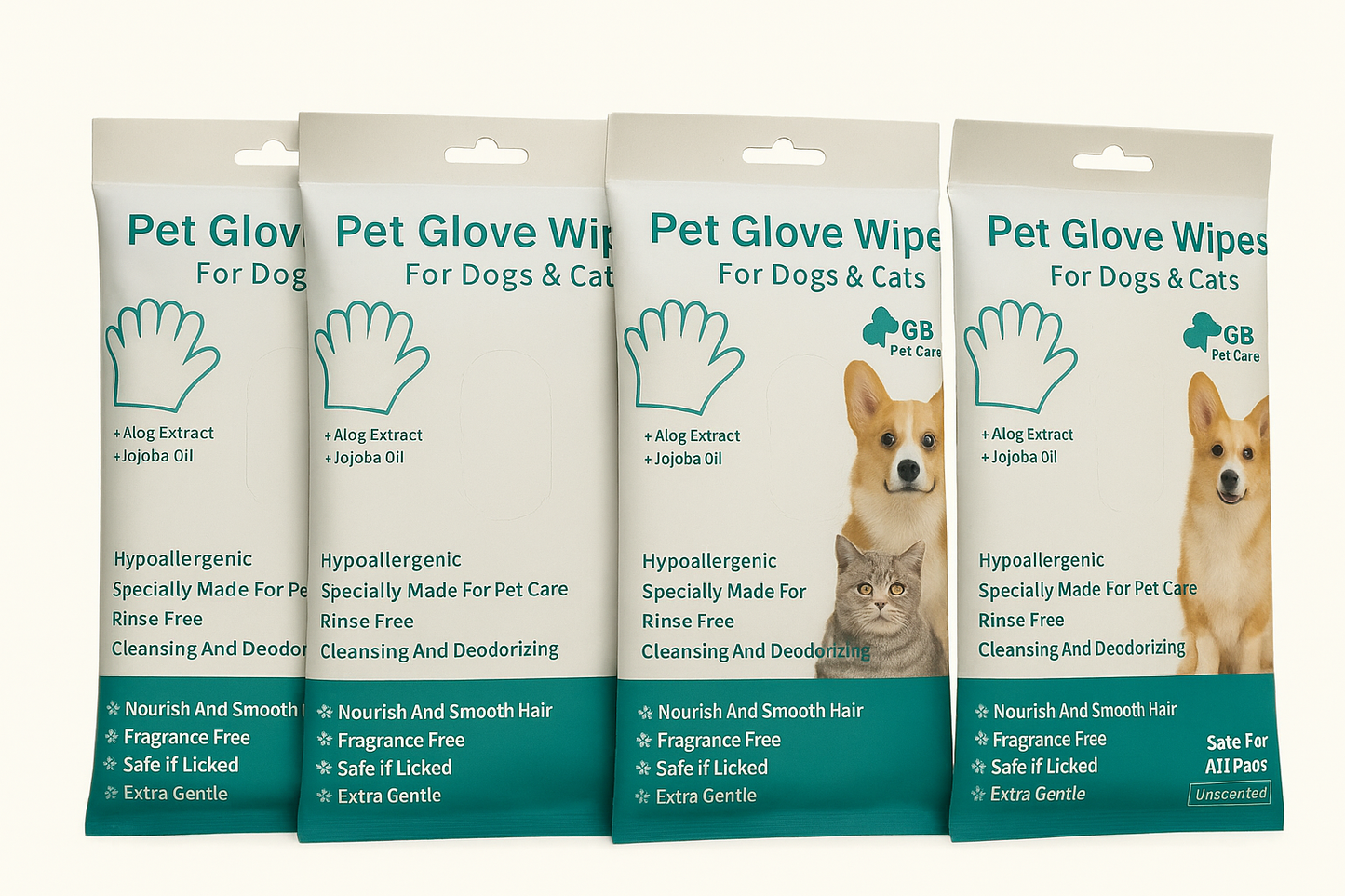 GB Pet Care Glove Wipes for Dogs & Cats – Hypoallergenic Grooming & Cleaning (Bundle Packs 2,3,4)