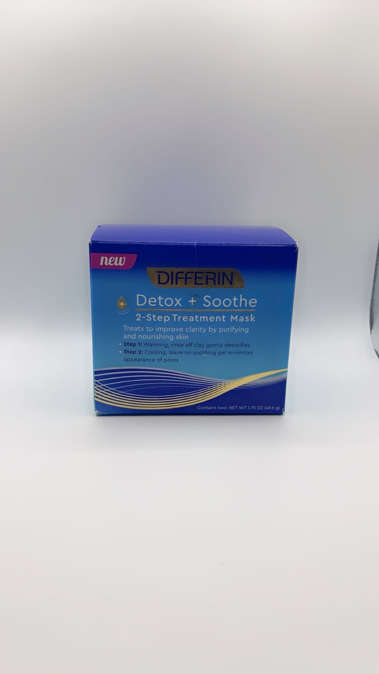 Differin Clay Face Mask, Detox and Soothe 2 Step Treatment Clay Mask by the makers of Differin Gel, Gentle Skin Care for Sensitive Skin Acne Prone, 1.75 oz