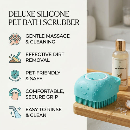 GB Pet Care Soft Silicone Bath Brush – Gentle Grooming & Massage for Dogs & Cats
