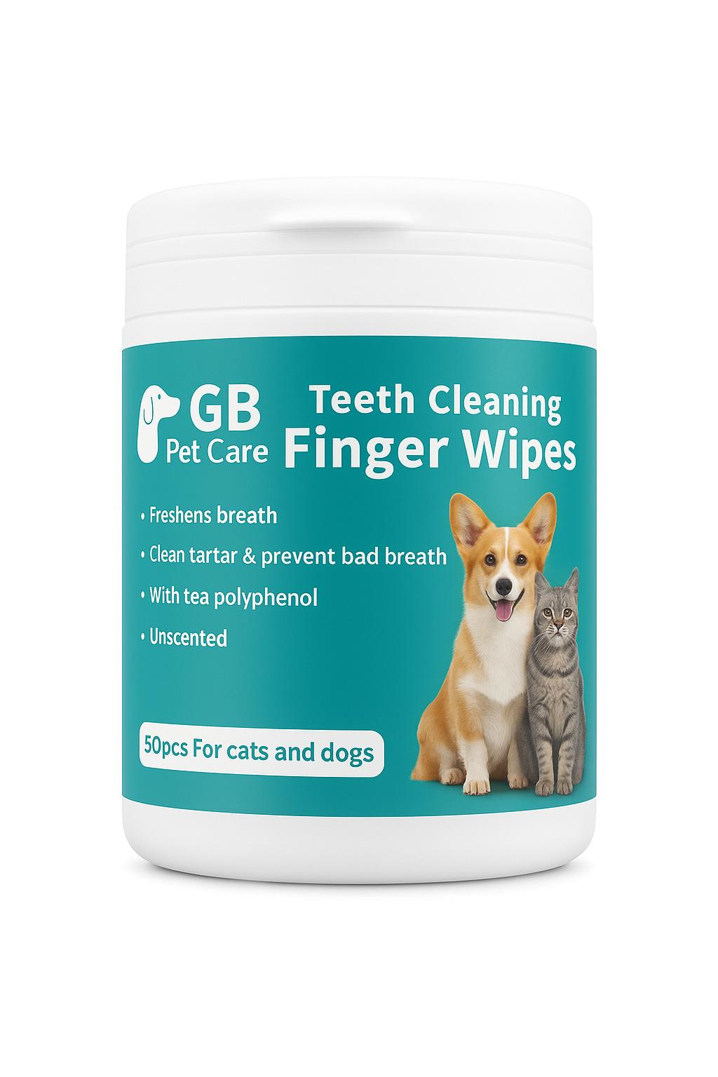 GB Pet Care Dental Finger Wipes – Pet Teeth Cleaning Wipes for Dogs & Cats (50,100,150 Count)