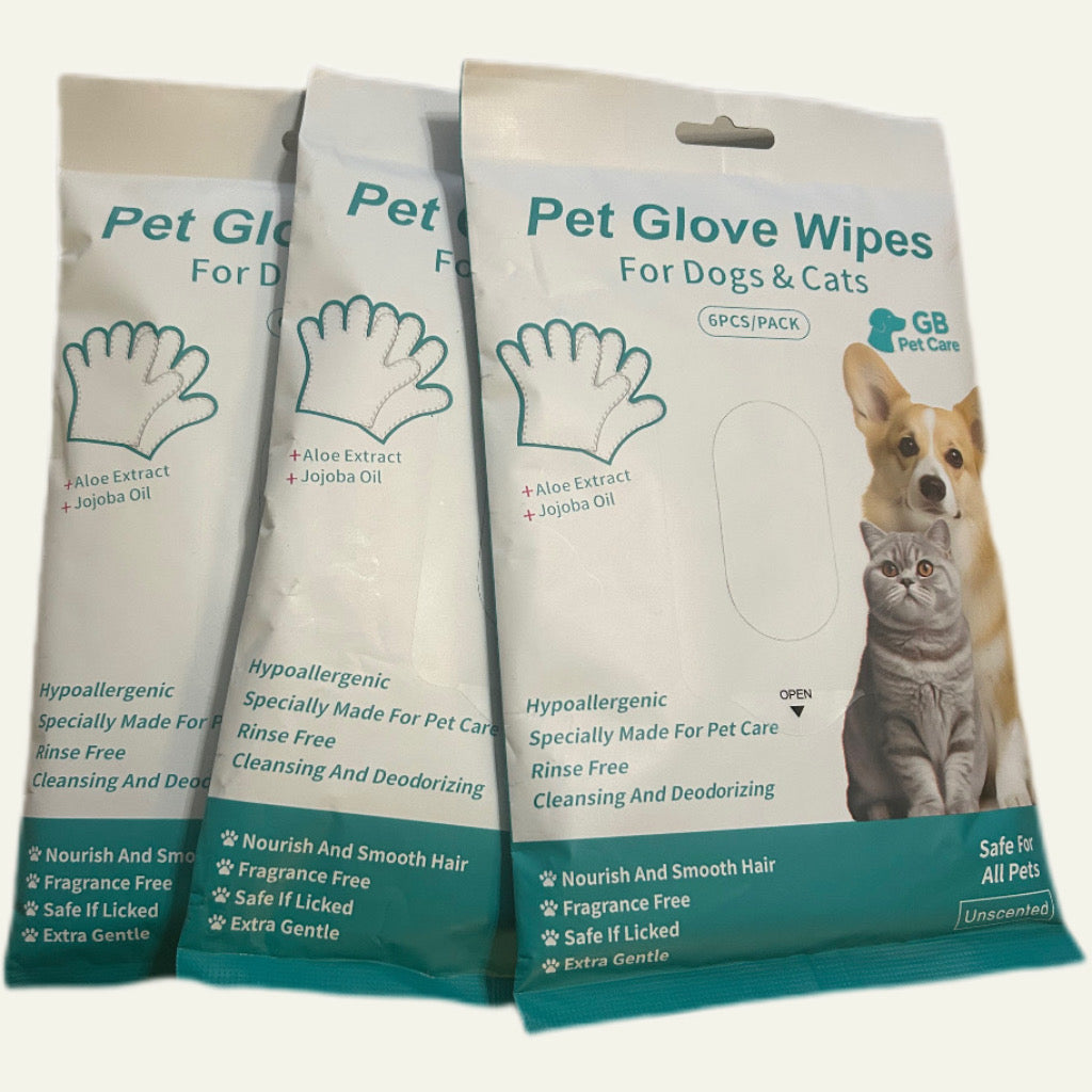 GB Pet Care Glove Wipes for Dogs & Cats – Hypoallergenic Grooming & Cleaning (Bundle Packs 2,3,4)