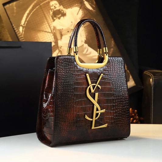 High-grade light luxury handbag 2024 new autumn and winter fashion Tote bag women's crocodile print single shoulder crossbodybagh