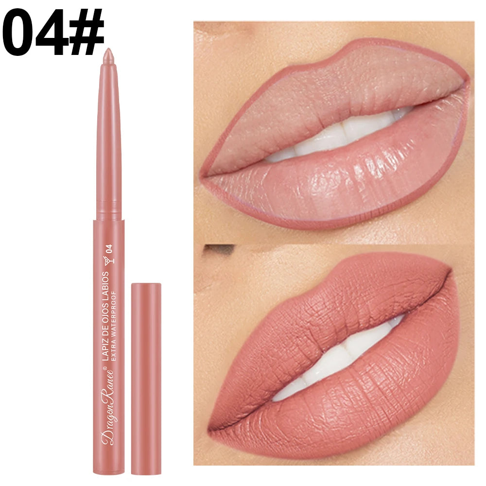 Lip Liner Lipstick Pen Waterproof Long-Lasting Hook Line Lip Pencil Matte Matte Beginner Automatic Lip Liner Bean Paste Color Hook Pen Automatic Rotating Lip Liner