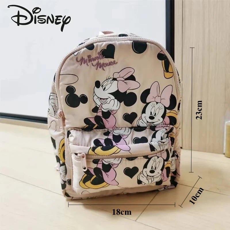 Disney Mickey Mouse Cartoon Fashion Backpack Women's Minnie Canvas School Bag Fashion Large Capacity Backpack Girls Mochila