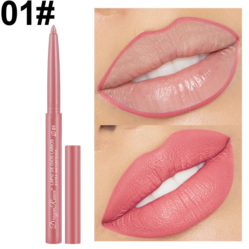 Lip Liner Lipstick Pen Waterproof Long-Lasting Hook Line Lip Pencil Matte Matte Beginner Automatic Lip Liner Bean Paste Color Hook Pen Automatic Rotating Lip Liner