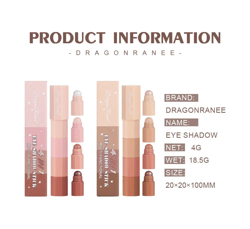 Dragon Ranee 4 color/set Lazy Eyeshadow Pencil Waterproof Non-Smudge Highlighter Silkworm Pencil Pearlescent