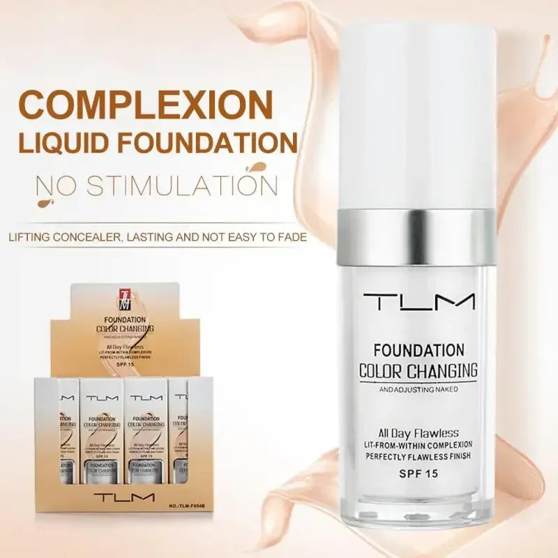 30ML TLM Foundation Color Changing Makeup Base Nude Face Full Cover Matte Concealer Long Lasting Make Up Liquid Foundation Cream