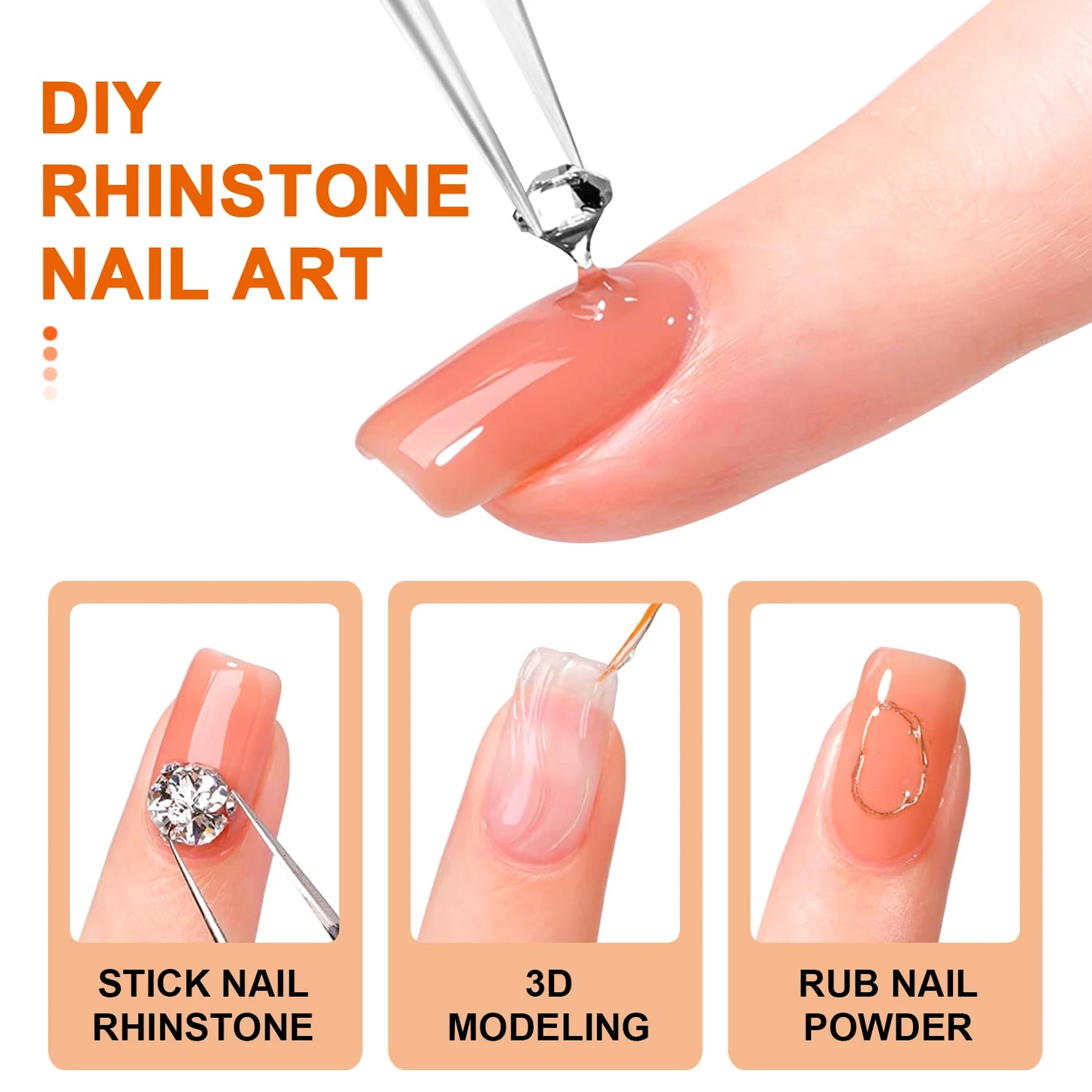 15mL Gel Nail Glue for Rhinestones for Nails Super Adhesive NO Wipe Nail Gem Glue for Nail Crystals Beads Diamonds Sticker 3D