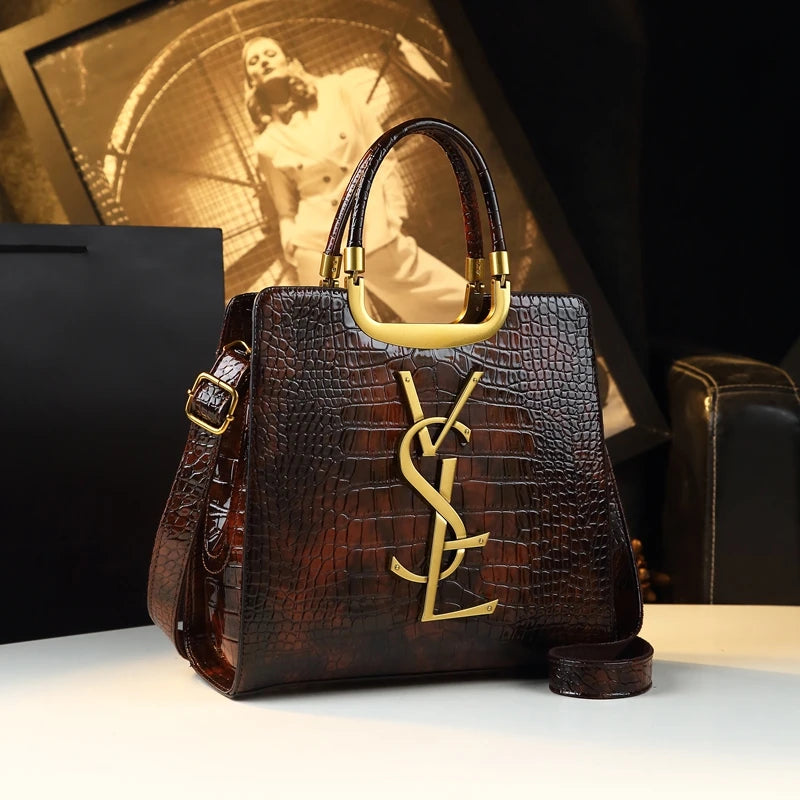 High-grade light luxury handbag 2024 new autumn and winter fashion Tote bag women's crocodile print single shoulder crossbodybagh