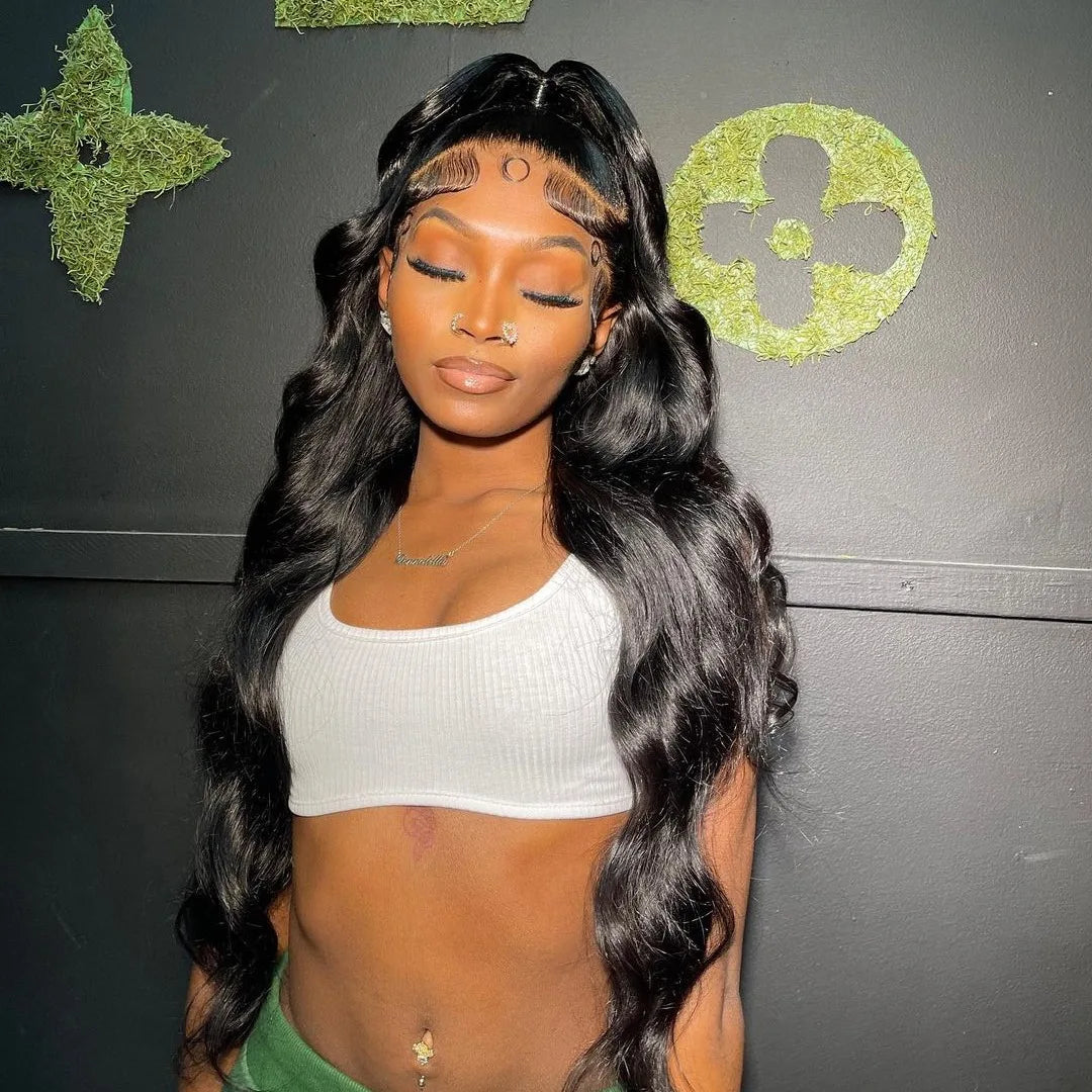 Glueless Invisi-Drawstring 360 Full Lace Wig 200 Density Body Wave HD Transparent Lace Front Wigs Human Hair Brazilian Remy Hair