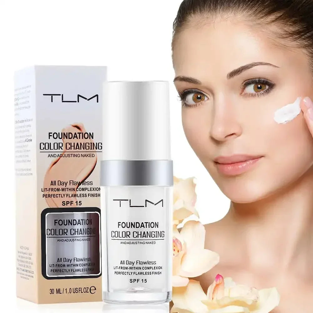 30ML TLM Foundation Color Changing Makeup Base Nude Face Full Cover Matte Concealer Long Lasting Make Up Liquid Foundation Cream