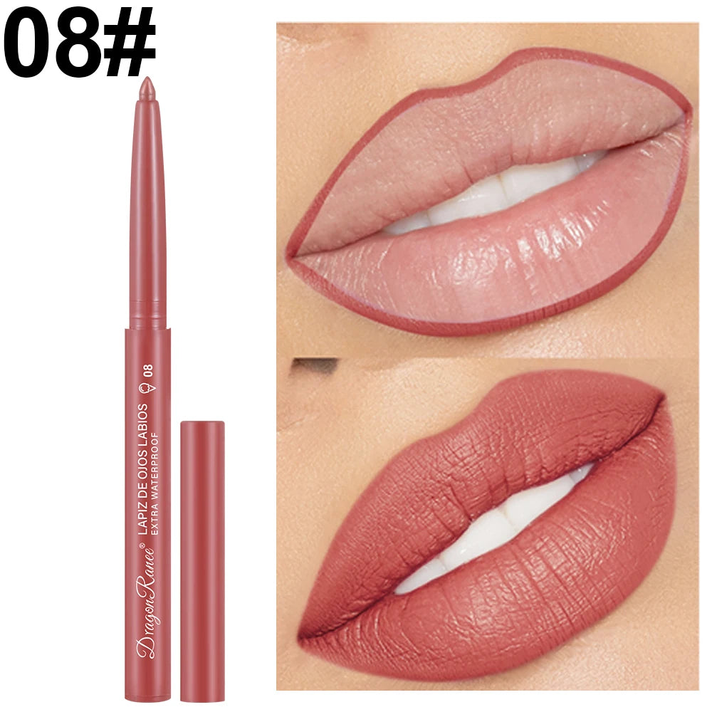 Lip Liner Lipstick Pen Waterproof Long-Lasting Hook Line Lip Pencil Matte Matte Beginner Automatic Lip Liner Bean Paste Color Hook Pen Automatic Rotating Lip Liner