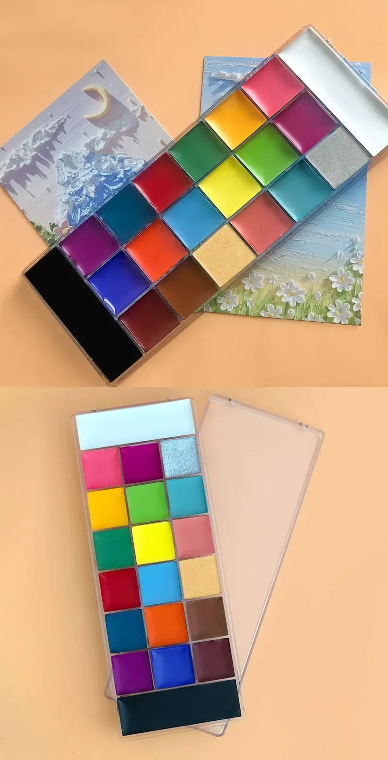 20 Colors Face Body Oil Painting Paint Pigment Non Toxic Safe Kids Flash Tattoo Painting with Brush Art Halloween Cosplay Party