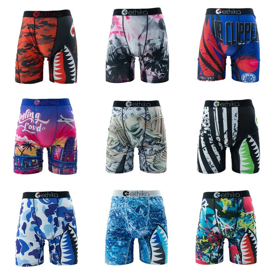 ETHIKA 1Pcs Men Underwear Sexy Boxershorts Breathable Mens Trunks Plus Size S-3XL Man Swimming Underpants Men's Panties Boxers