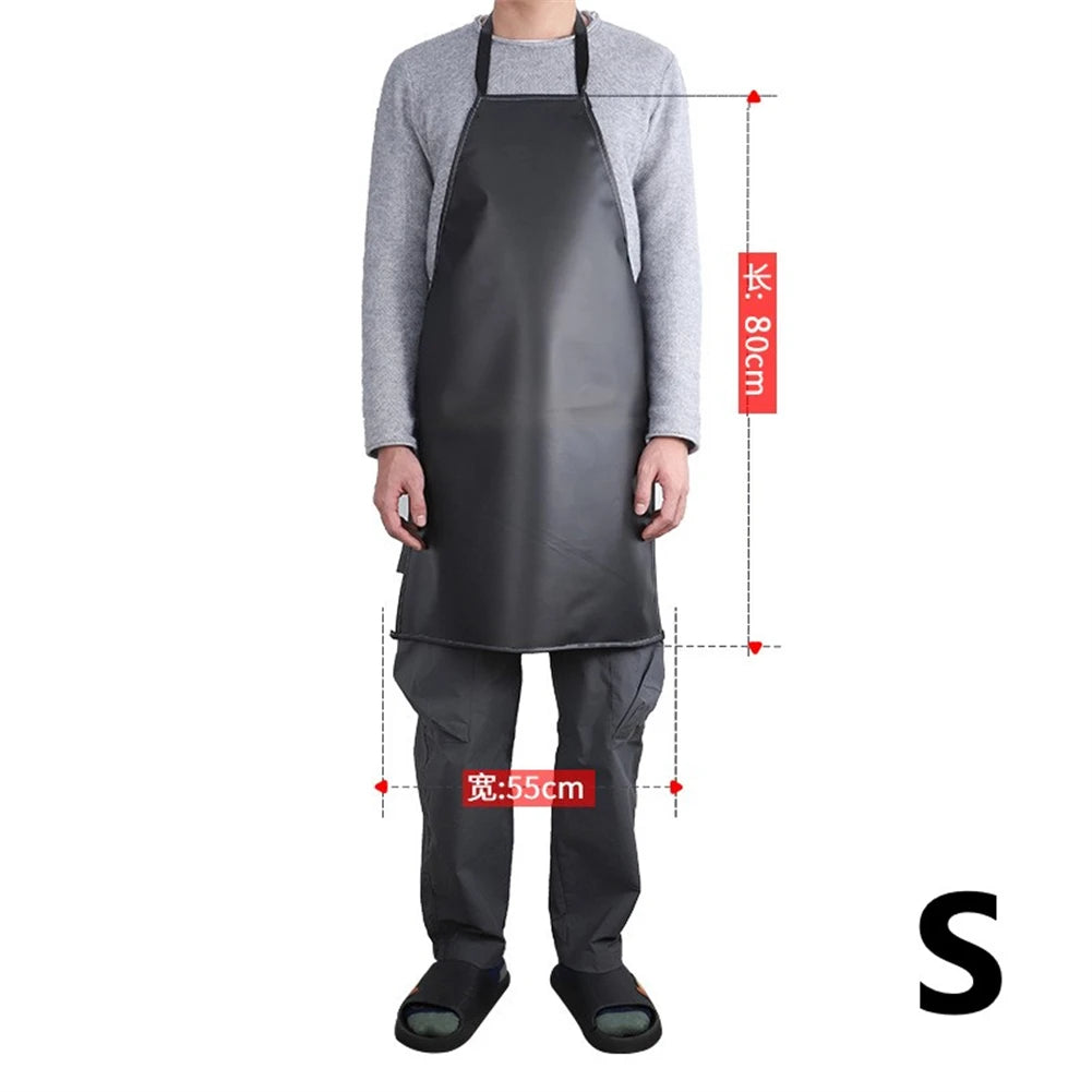 Waterproof Oilproof PVC Black Apron For Kitchen Waterproof Areas Work Cleaner Wipeable Oil Resistant Baking Accessories