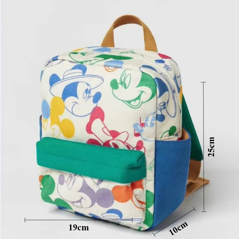 Disney Mickey Mouse Cartoon Fashion Backpack Women's Minnie Canvas School Bag Fashion Large Capacity Backpack Girls Mochila