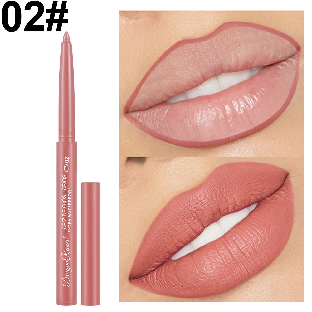 Lip Liner Lipstick Pen Waterproof Long-Lasting Hook Line Lip Pencil Matte Matte Beginner Automatic Lip Liner Bean Paste Color Hook Pen Automatic Rotating Lip Liner