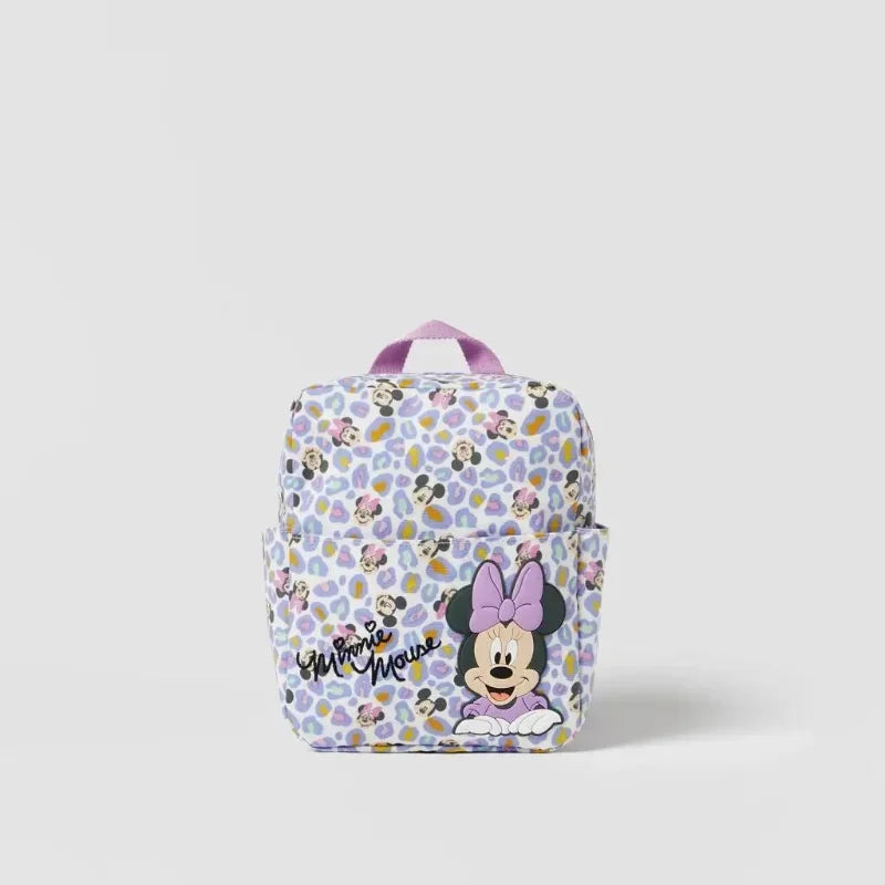 Disney Mickey Mouse Cartoon Fashion Backpack Women's Minnie Canvas School Bag Fashion Large Capacity Backpack Girls Mochila