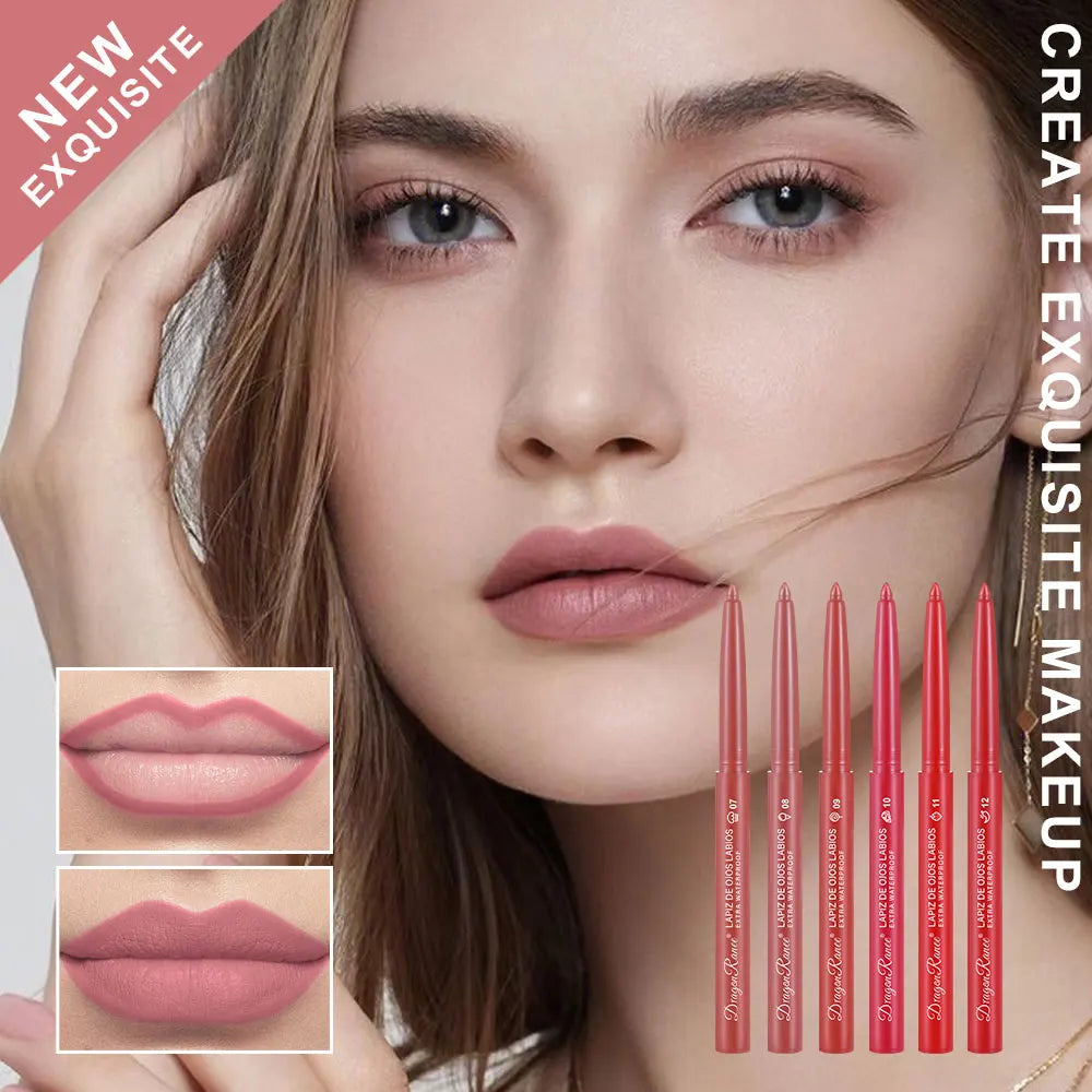 Lip Liner Lipstick Pen Waterproof Long-Lasting Hook Line Lip Pencil Matte Matte Beginner Automatic Lip Liner Bean Paste Color Hook Pen Automatic Rotating Lip Liner