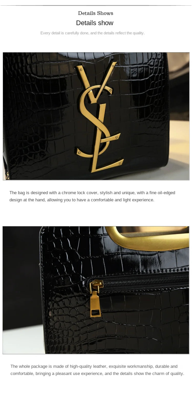 High-grade light luxury handbag 2024 new autumn and winter fashion Tote bag women's crocodile print single shoulder crossbodybagh