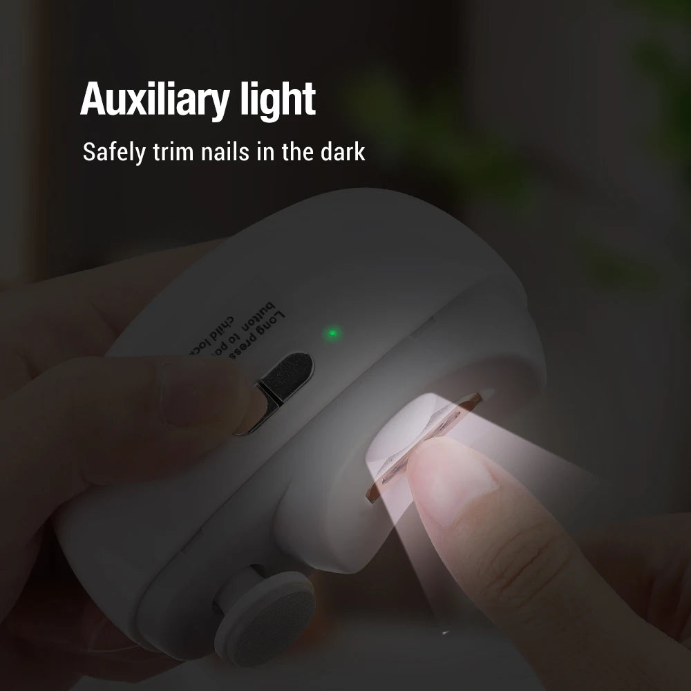 Electric Nail Clippers With Light Automatic Anicure Trimmer Adult Baby Fingernail Toe Scissors Pedicure Polishing Nails Cutter