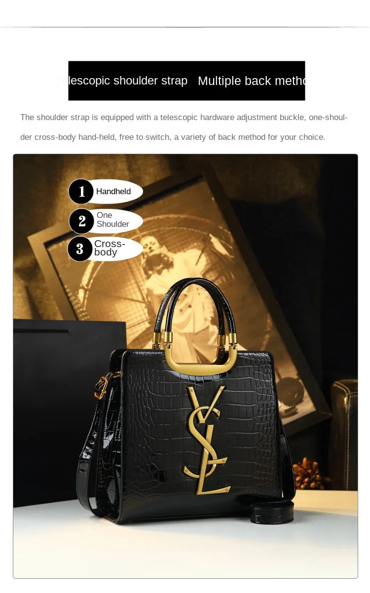 High-grade light luxury handbag 2024 new autumn and winter fashion Tote bag women's crocodile print single shoulder crossbodybagh