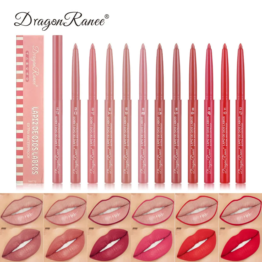 Lip Liner Lipstick Pen Waterproof Long-Lasting Hook Line Lip Pencil Matte Matte Beginner Automatic Lip Liner Bean Paste Color Hook Pen Automatic Rotating Lip Liner
