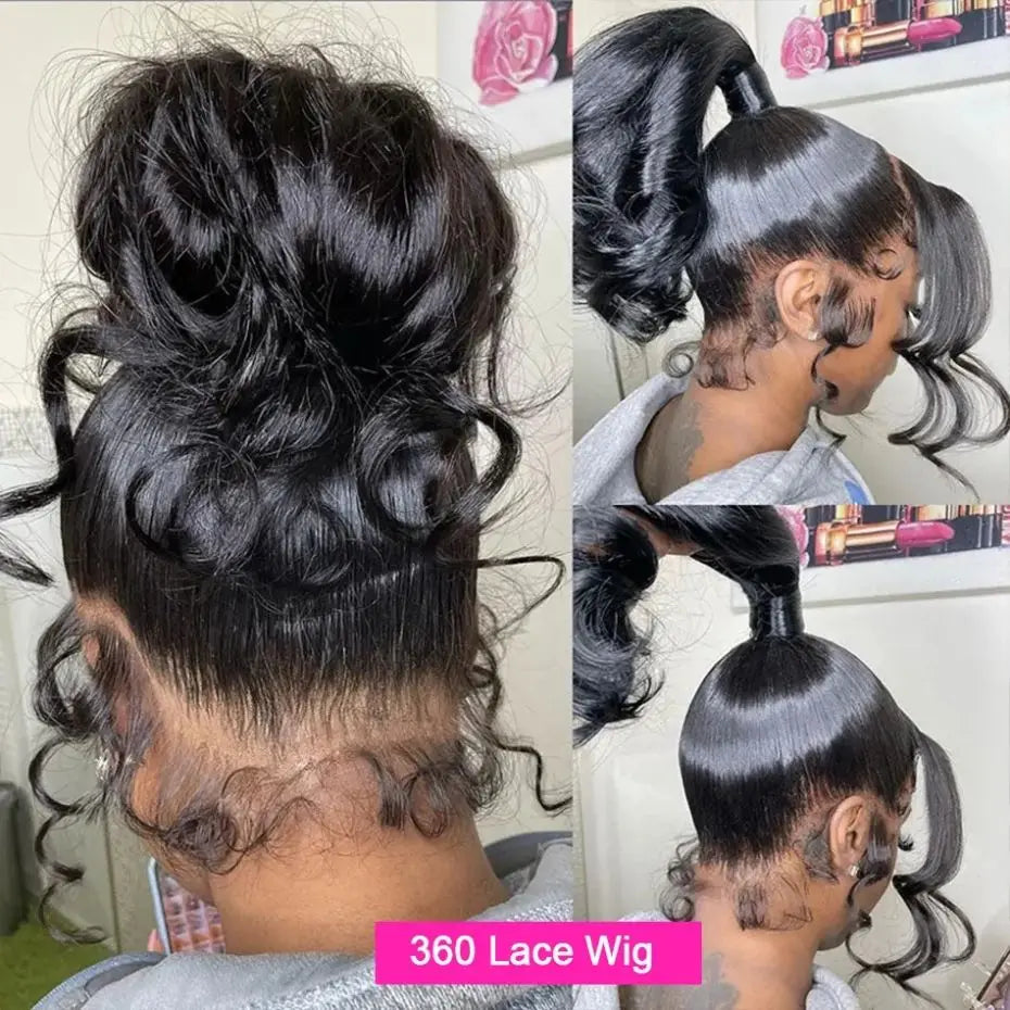 Glueless Invisi-Drawstring 360 Full Lace Wig 200 Density Body Wave HD Transparent Lace Front Wigs Human Hair Brazilian Remy Hair