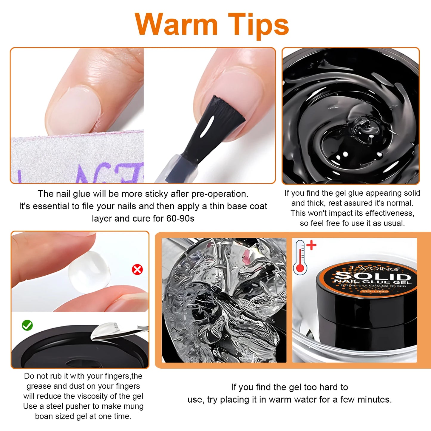 8g Multifunctional Solid Nail Tips Gel - Non-Stick Hand Nail Gel Rhinestone Gel Glue For DIY Manicure At Home