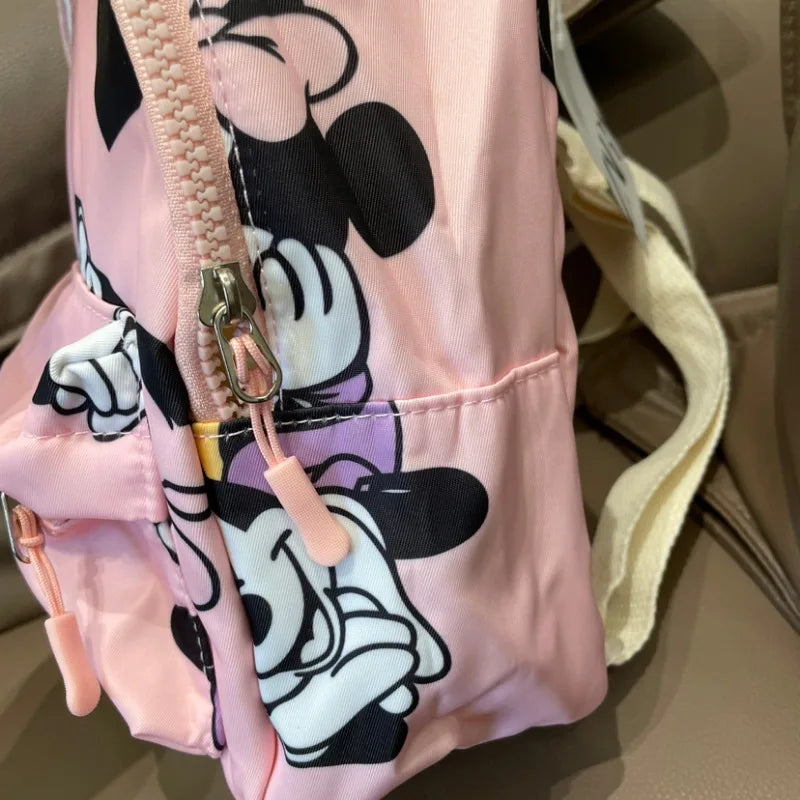 Disney Mickey Mouse Cartoon Fashion Backpack Women's Minnie Canvas School Bag Fashion Large Capacity Backpack Girls Mochila