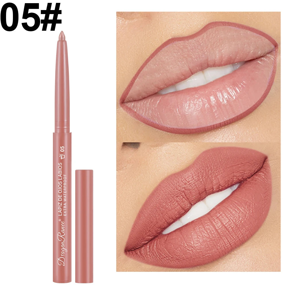 Lip Liner Lipstick Pen Waterproof Long-Lasting Hook Line Lip Pencil Matte Matte Beginner Automatic Lip Liner Bean Paste Color Hook Pen Automatic Rotating Lip Liner