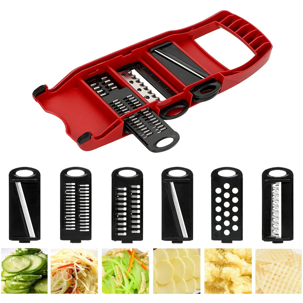 Kitchen Gadget Multi- 6 Blades Slicer Vegetable Mandoline Slicer Cooking Tool Sets Fruit Cutter Grater Utensil for the kitchen