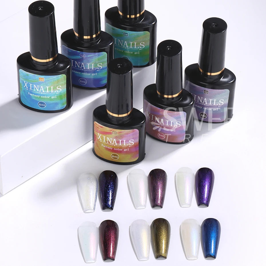 8ml Aurora Top Coat Gel Nail Polish Iridescent Pearl Soak Off Lacquer Sealing Shimmer Mermaid Effect UV LED Manicure Varnishes