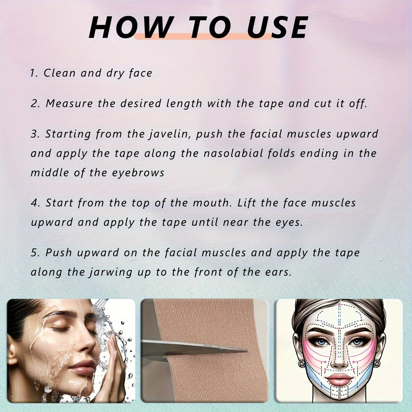 Elastic Face Lift Tape-Instantly Lifts Sagging Jowls,Neck Skin,and Double Chin for a Defined V Jawline-Reusable-0.98*196.85 inch