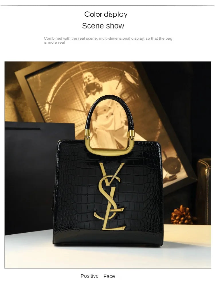 High-grade light luxury handbag 2024 new autumn and winter fashion Tote bag women's crocodile print single shoulder crossbodybagh
