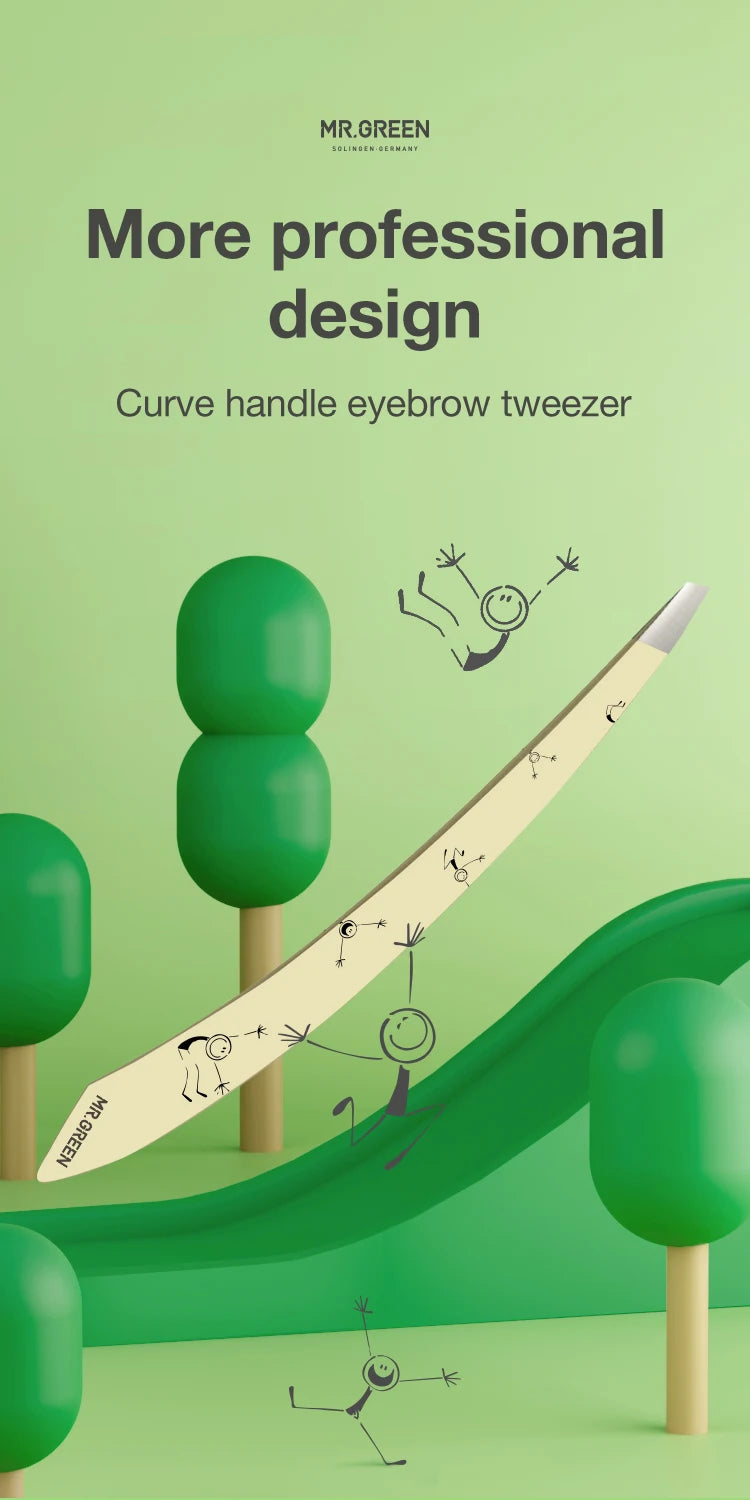 MR.GREEN Curve Handle Eyebrows Tweezers Professional Fine Hairs Puller Makeup Tools Stainless Steel Beauty Clips Removal