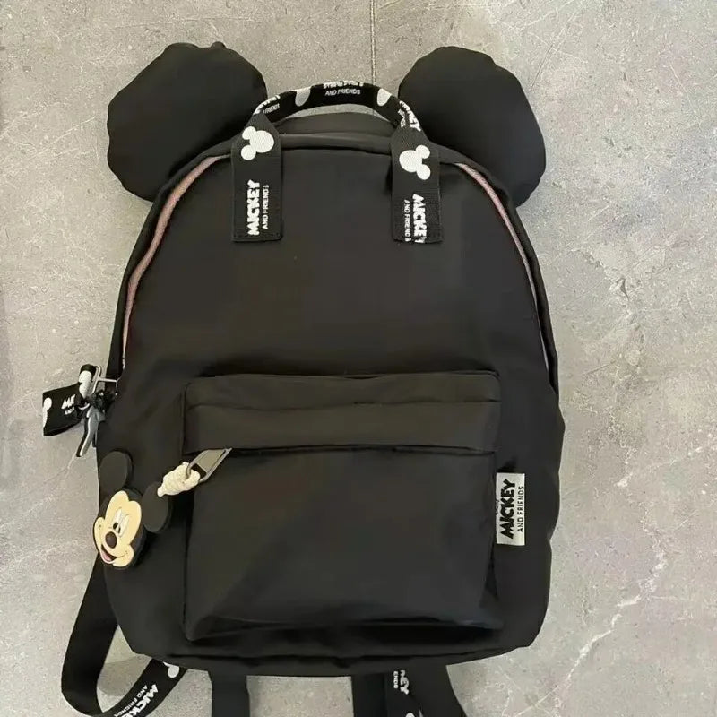 Disney Mickey Mouse Cartoon Fashion Backpack Women's Minnie Canvas School Bag Fashion Large Capacity Backpack Girls Mochila